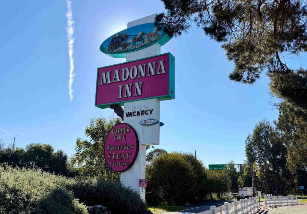 Our Purely Pin Getaway at Madonna Inn and Its Iconic Sign (©Melanie Lee)