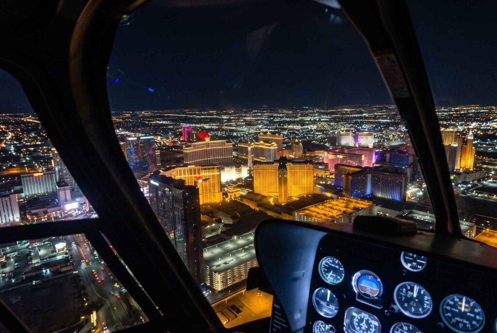 Bellagio Fountains View from Maverick Helicopter (©Melanie Lee)
